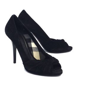 Brand New Burberry Suede peep toe pumps